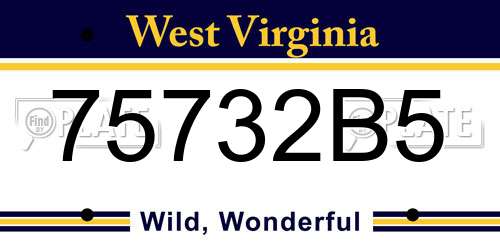 75732B5 West Virginia License Plate
