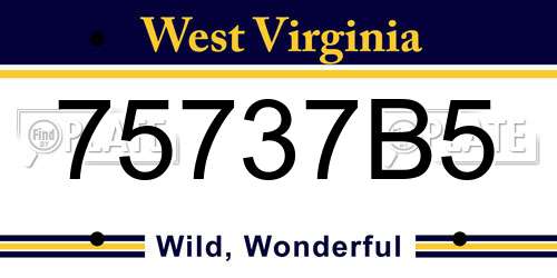75737B5 West Virginia License Plate