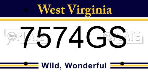 7574GS West Virginia License Plate