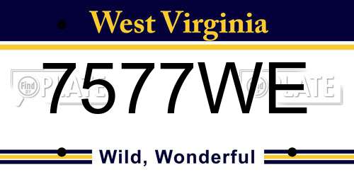 7577WE West Virginia License Plate