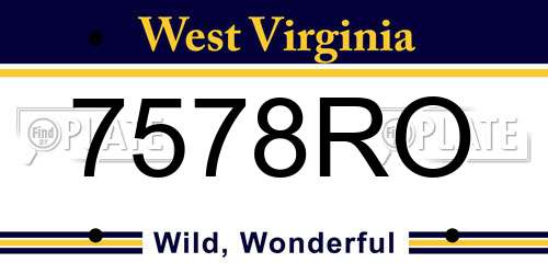 7578RO West Virginia License Plate