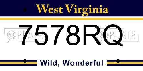7578RQ West Virginia License Plate