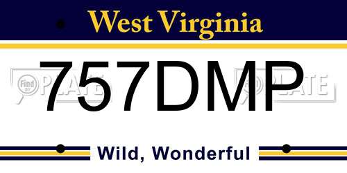 757DMP West Virginia License Plate
