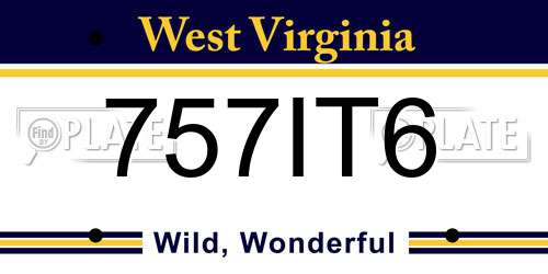 757IT6 West Virginia License Plate