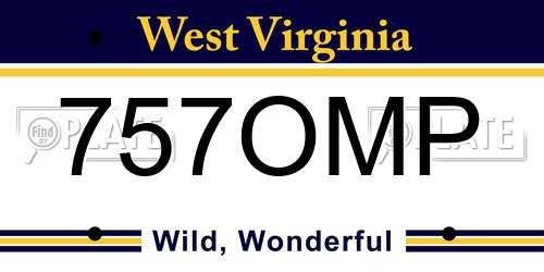 757OMP West Virginia License Plate