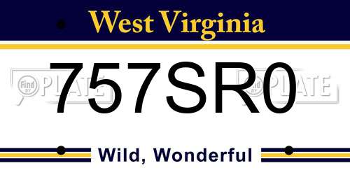 757SR0 West Virginia License Plate
