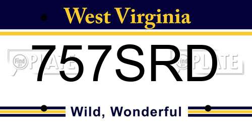 757SRD West Virginia License Plate