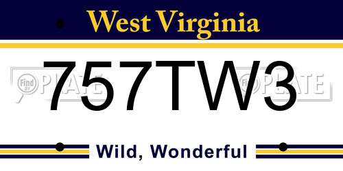 757TW3 West Virginia License Plate
