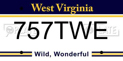 757TWE West Virginia License Plate