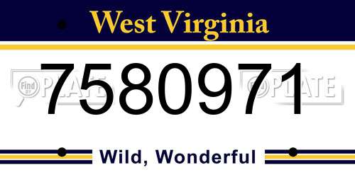 7580971 West Virginia License Plate