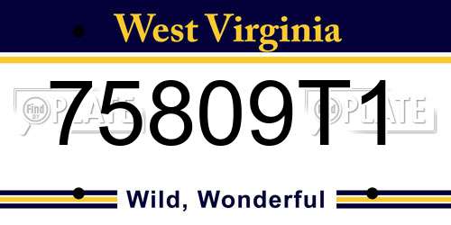 75809T1 West Virginia License Plate
