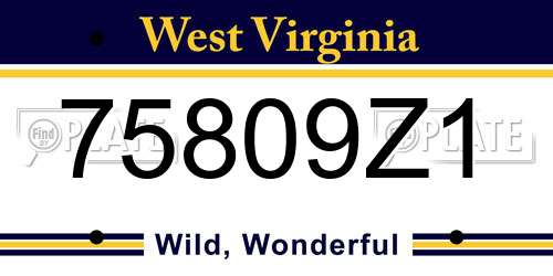75809Z1 West Virginia License Plate