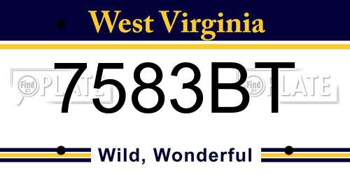 7583BT West Virginia License Plate