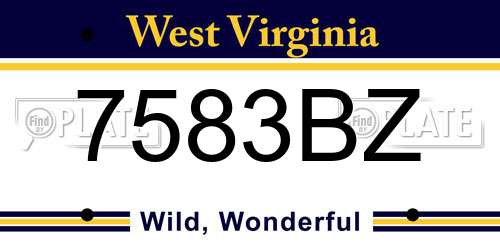 7583BZ West Virginia License Plate
