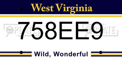 758EE9 West Virginia License Plate