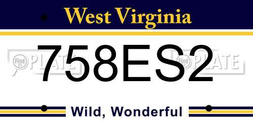 758ES2 West Virginia License Plate
