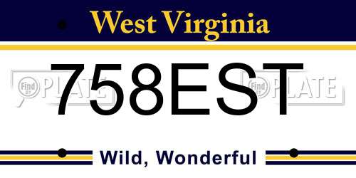 758EST West Virginia License Plate
