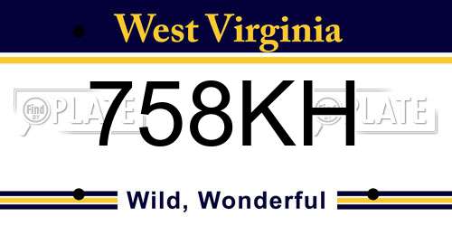 758KH West Virginia License Plate