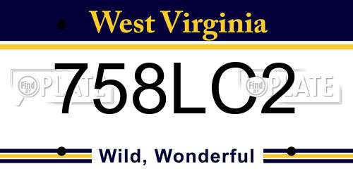 758LC2 West Virginia License Plate