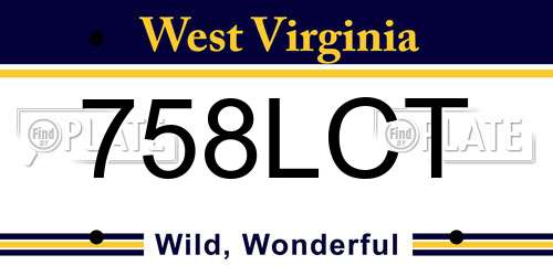 758LCT West Virginia License Plate