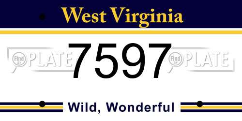 7597 West Virginia License Plate