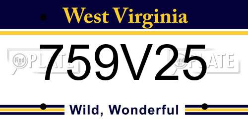 759V25 West Virginia License Plate