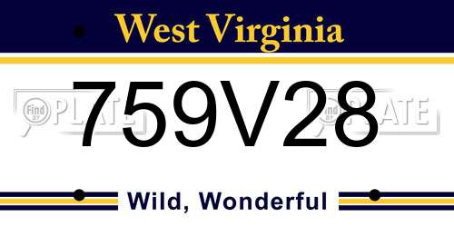 759V28 West Virginia License Plate