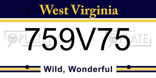 759V75 West Virginia License Plate
