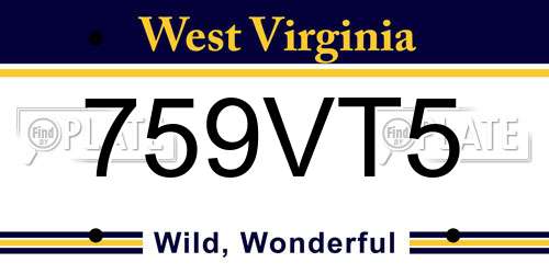 759VT5 West Virginia License Plate