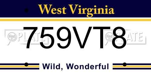 759VT8 West Virginia License Plate