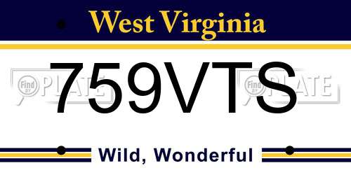 759VTS West Virginia License Plate