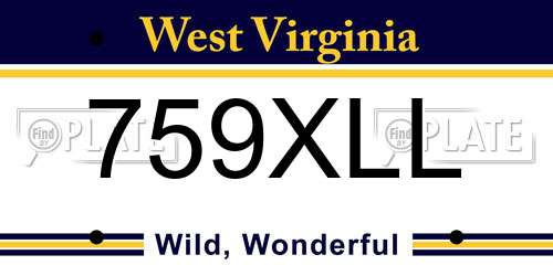 759XLL West Virginia License Plate