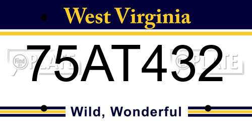 75AT432 West Virginia License Plate