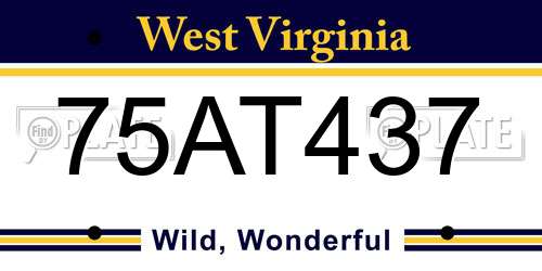 75AT437 West Virginia License Plate
