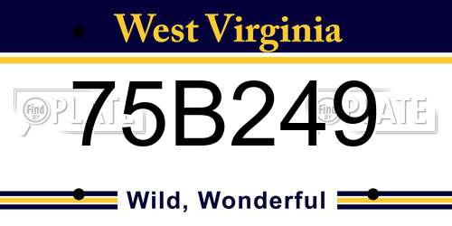75B249 West Virginia License Plate