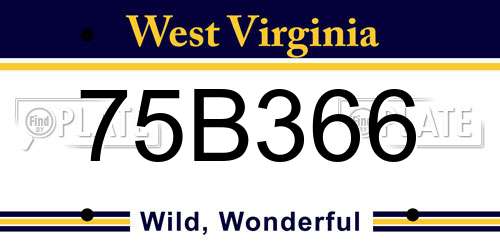 75B366 West Virginia License Plate