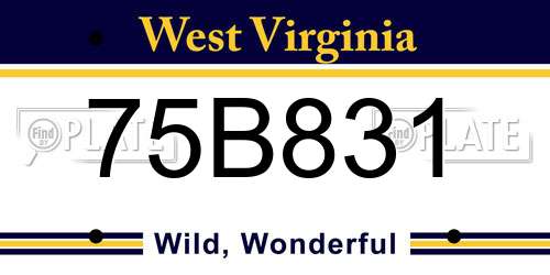 75B831 West Virginia License Plate
