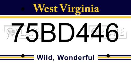 75BD446 West Virginia License Plate