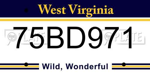 75BD971 West Virginia License Plate