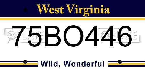 75BO446 West Virginia License Plate