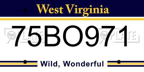 75BO971 West Virginia License Plate