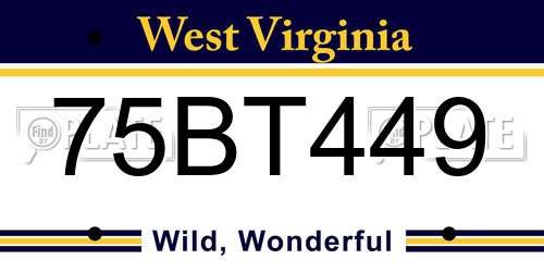 75BT449 West Virginia License Plate