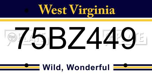 75BZ449 West Virginia License Plate