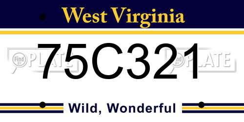 75C321 West Virginia License Plate