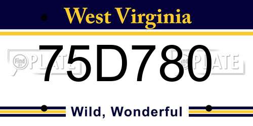75D780 West Virginia License Plate