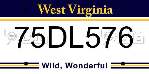 75DL576 West Virginia License Plate