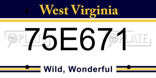 75E671 West Virginia License Plate