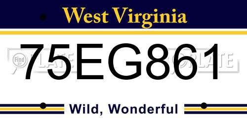 75EG861 West Virginia License Plate