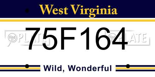 75F164 West Virginia License Plate