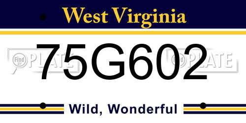 75G602 West Virginia License Plate